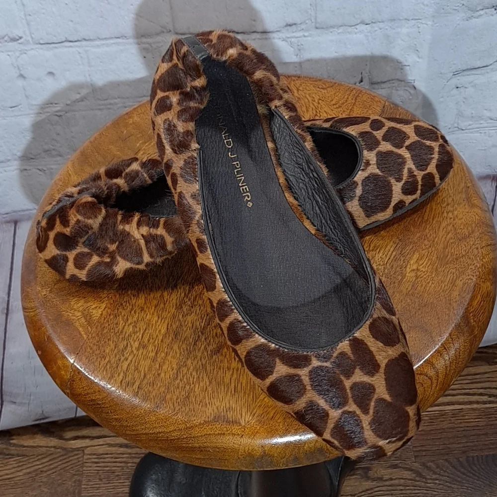 Donald J Pliner Brown Giraffe Pony Hair Ballet Flats